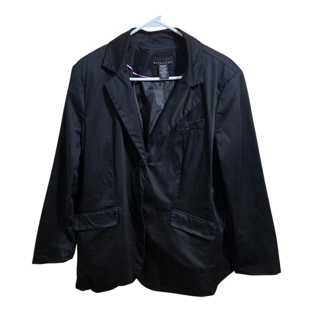 ATTENTION Womens Suit Jacket Black Lined Size 16 Career Exceptional Cond